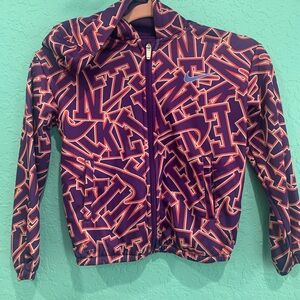 Nike Kids Purple Graphic Zip Jacket with Pink Accents 6X Drifit girls track